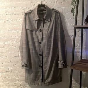 Topman Gray Plaid Mid-Length Coat, Men’s Medium